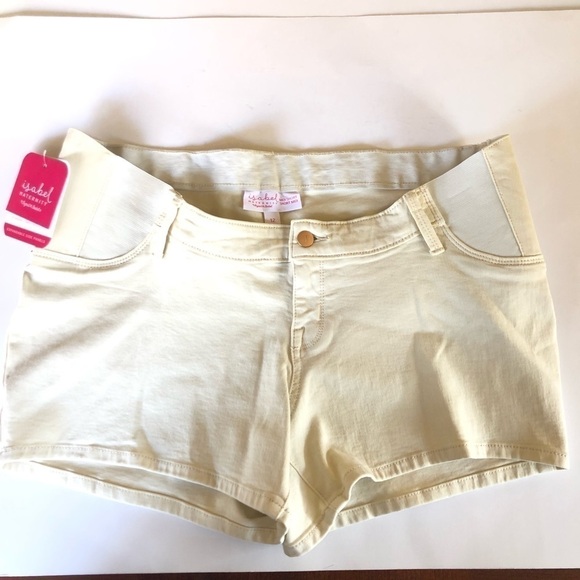 Isabel Maternity by Ingrid & Isabel Side Panel Midi Maternity Jean Shorts Sz 12 - Picture 1 of 12